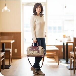 Vintage Burgundy And Beige COACH Purse